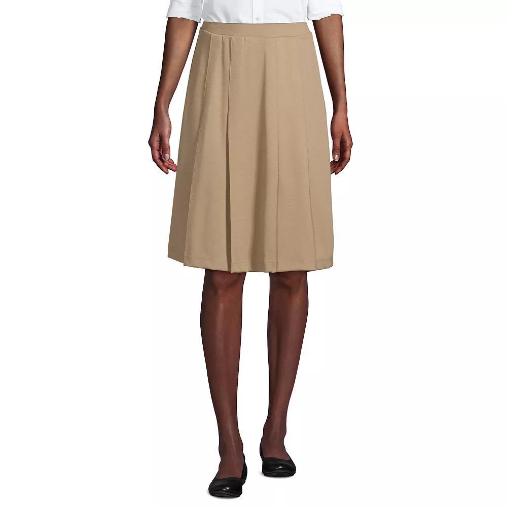 Women's Lands' End Ponte Knee Length Pleated Skirt, Size: 8, Green Product Image