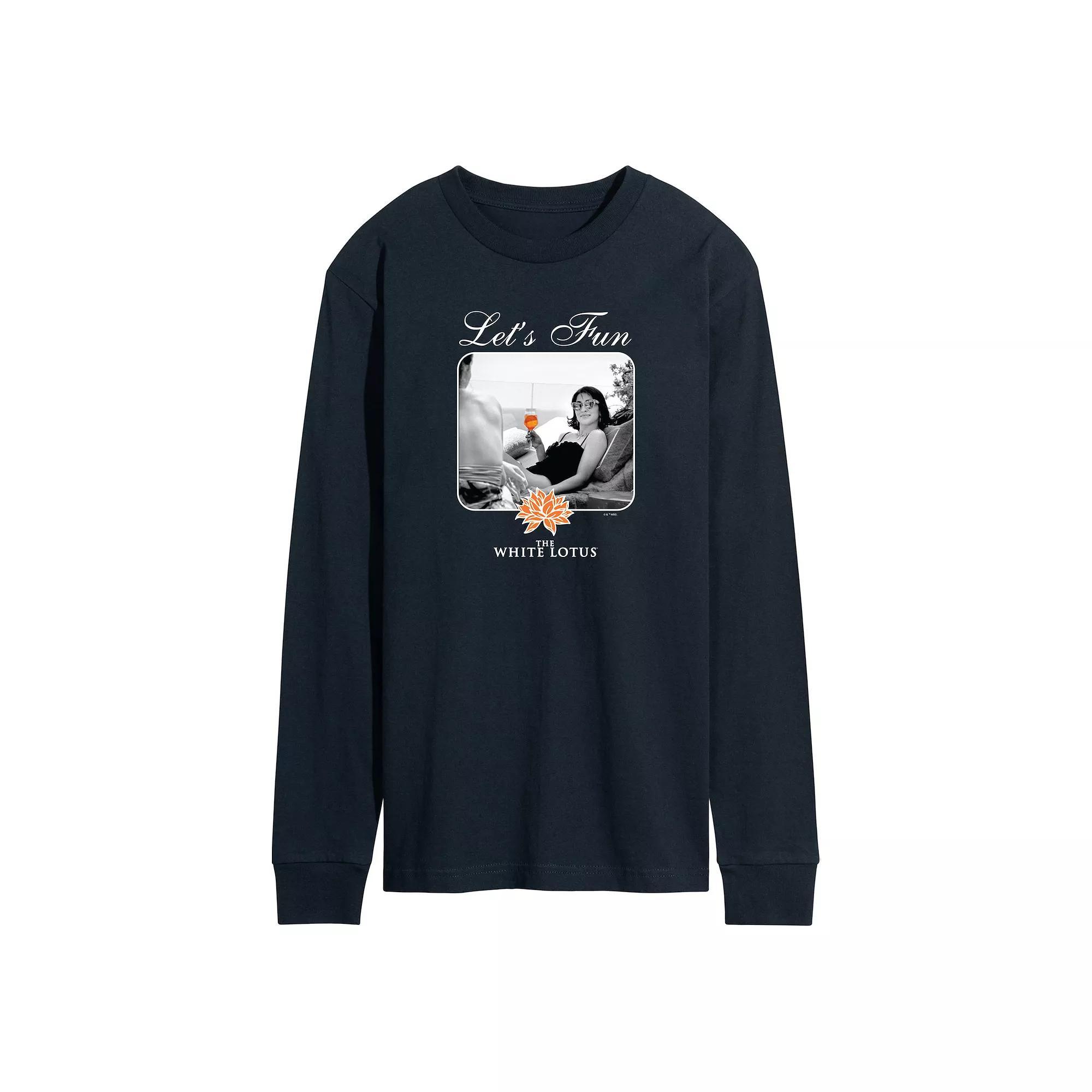 Mens White Lotus Lets Fun Long Sleeve Graphic Tee Blue Product Image
