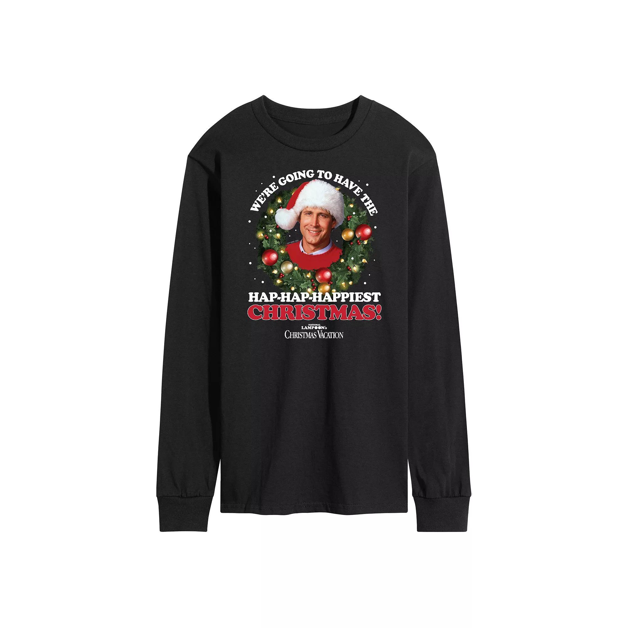 Men's National Lampoon's Christmas Vacation Happiest Christmas Long Sleeve Graphic Tee, Size: Medium, Black Product Image