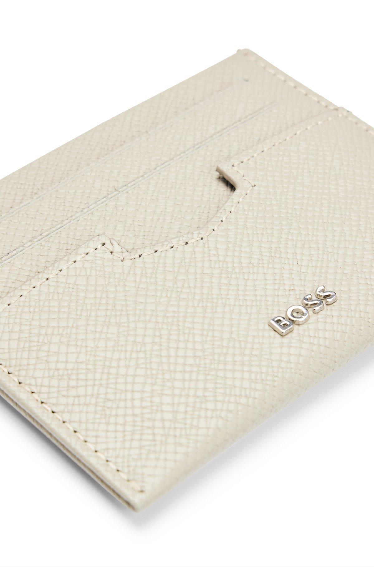Embossed-leather card holder with metal logo lettering  Product Image