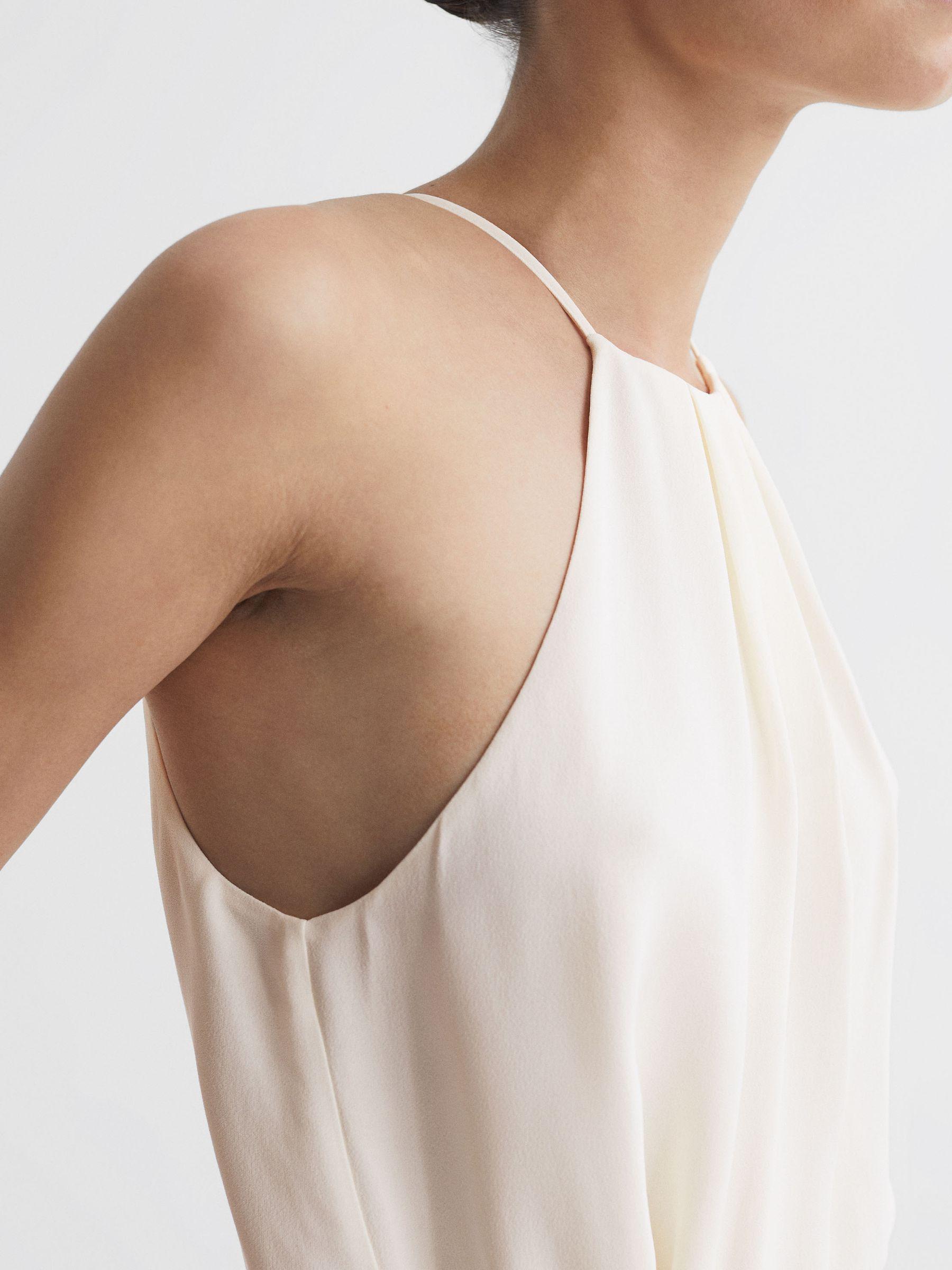 Asymmetric Belted Wrap Midi Dress in Cream/Black Product Image