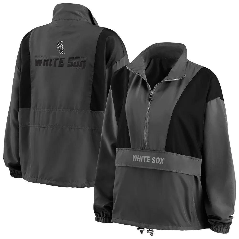 Women's WEAR by Erin Andrews Charcoal Boston Red Sox Packable Half-Zip Jacket, Size: XL Product Image
