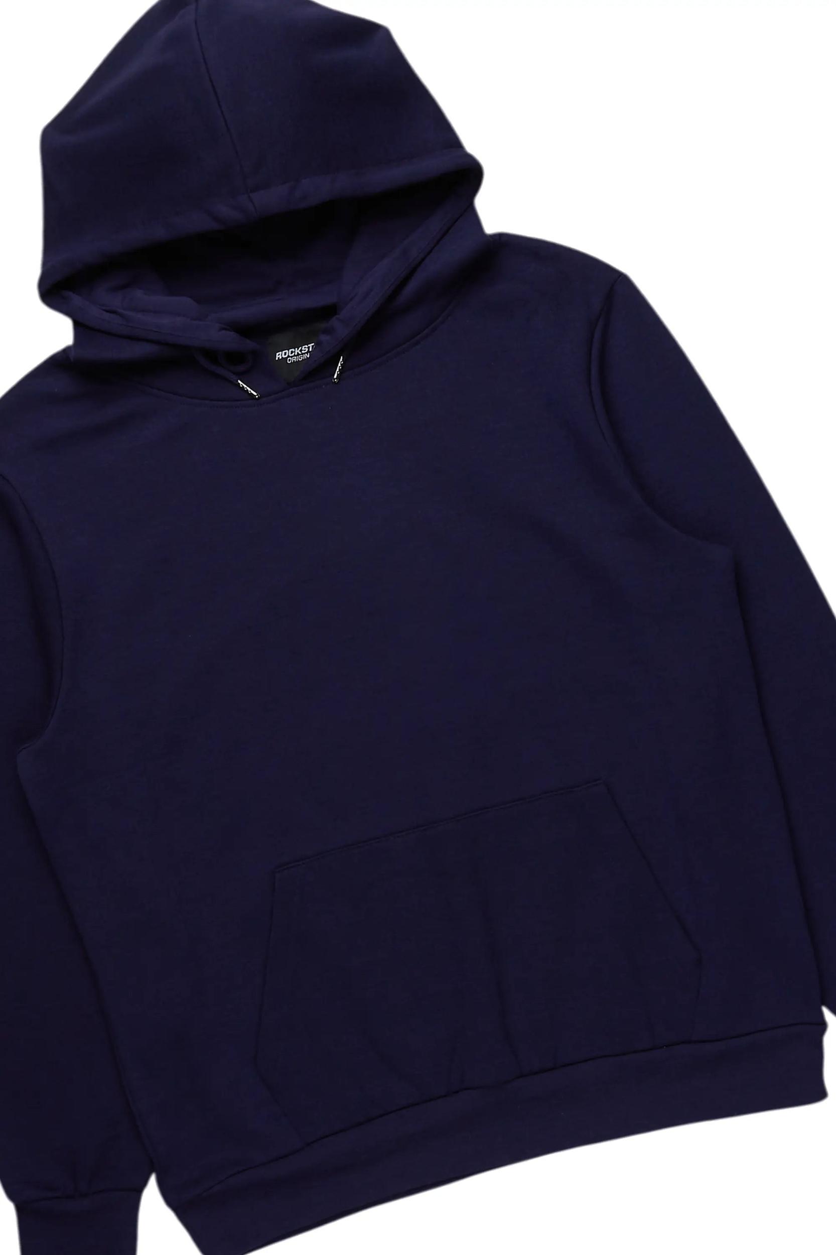 Basic Navy Hoodie/Baggy Track Pant Set Male Product Image