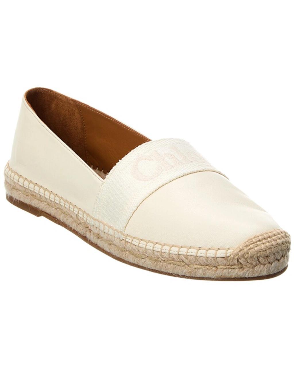 CHLOÉ Piia Flat Leather Espadrille In White Product Image