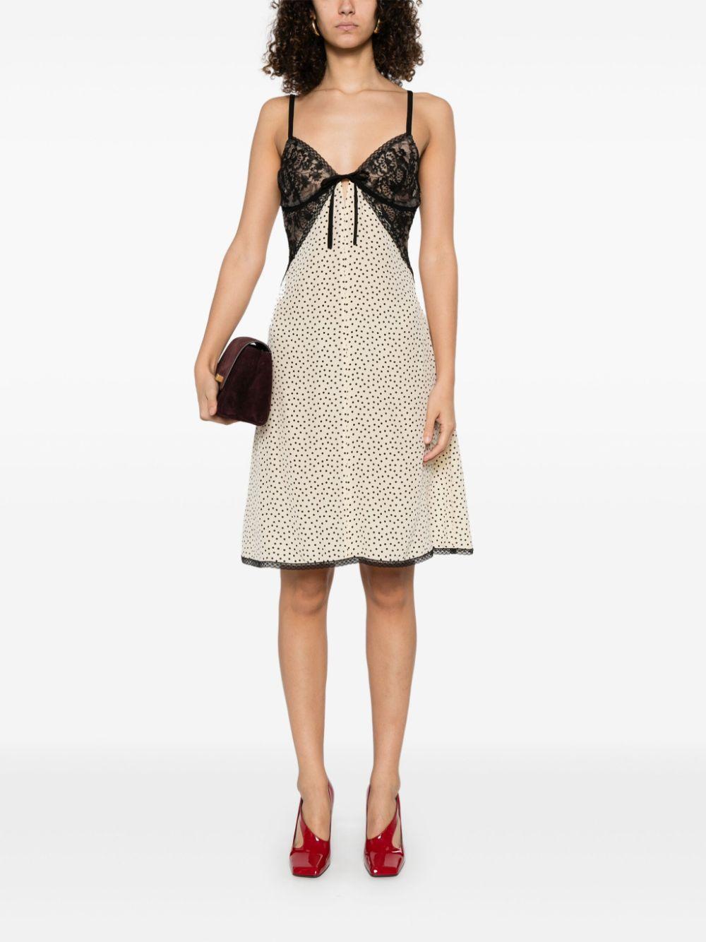 polka-dot-print lace-intarsia mini dress Product Image