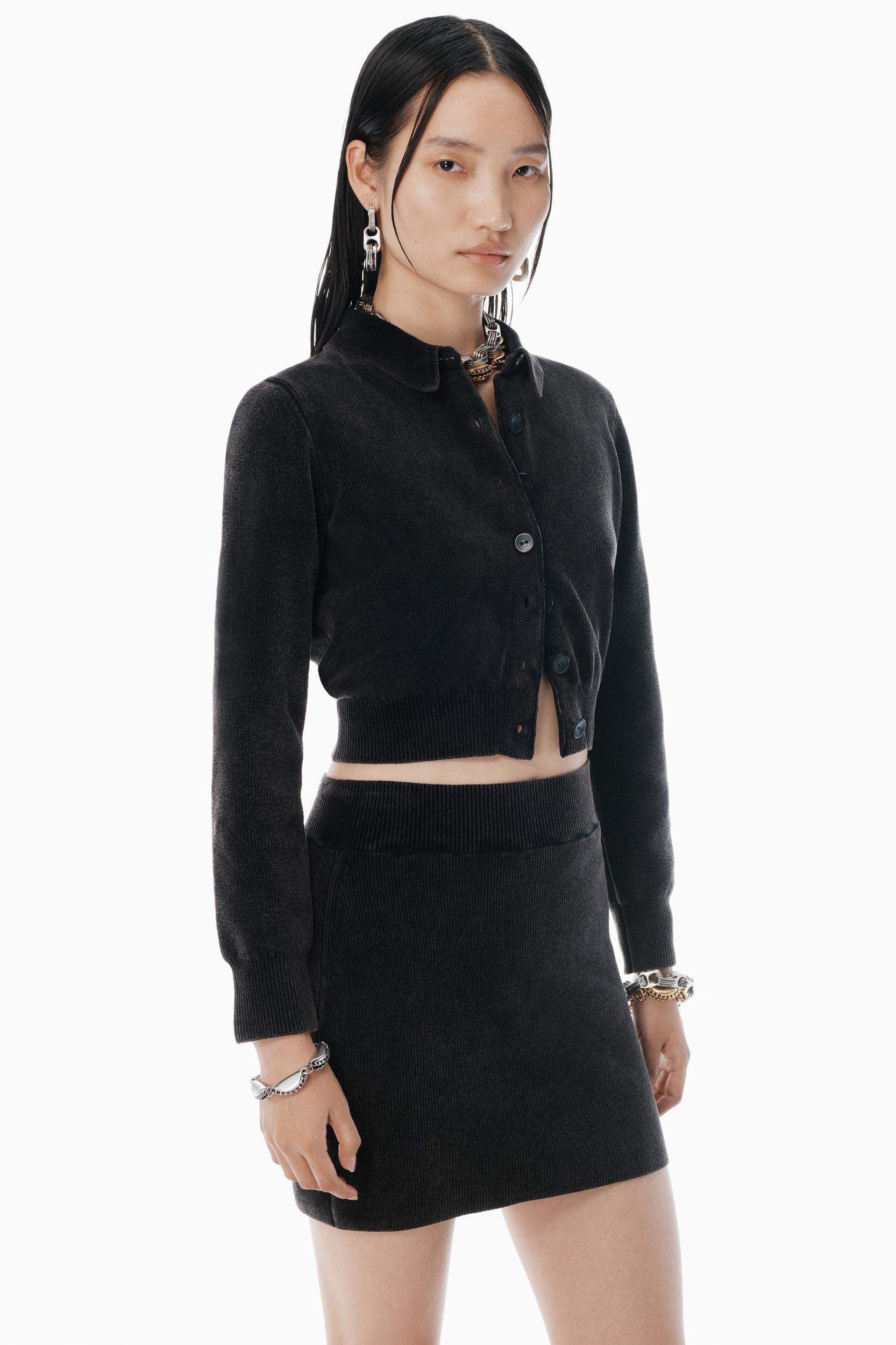 Black Cotton-blend Chenille Cardigan Product Image