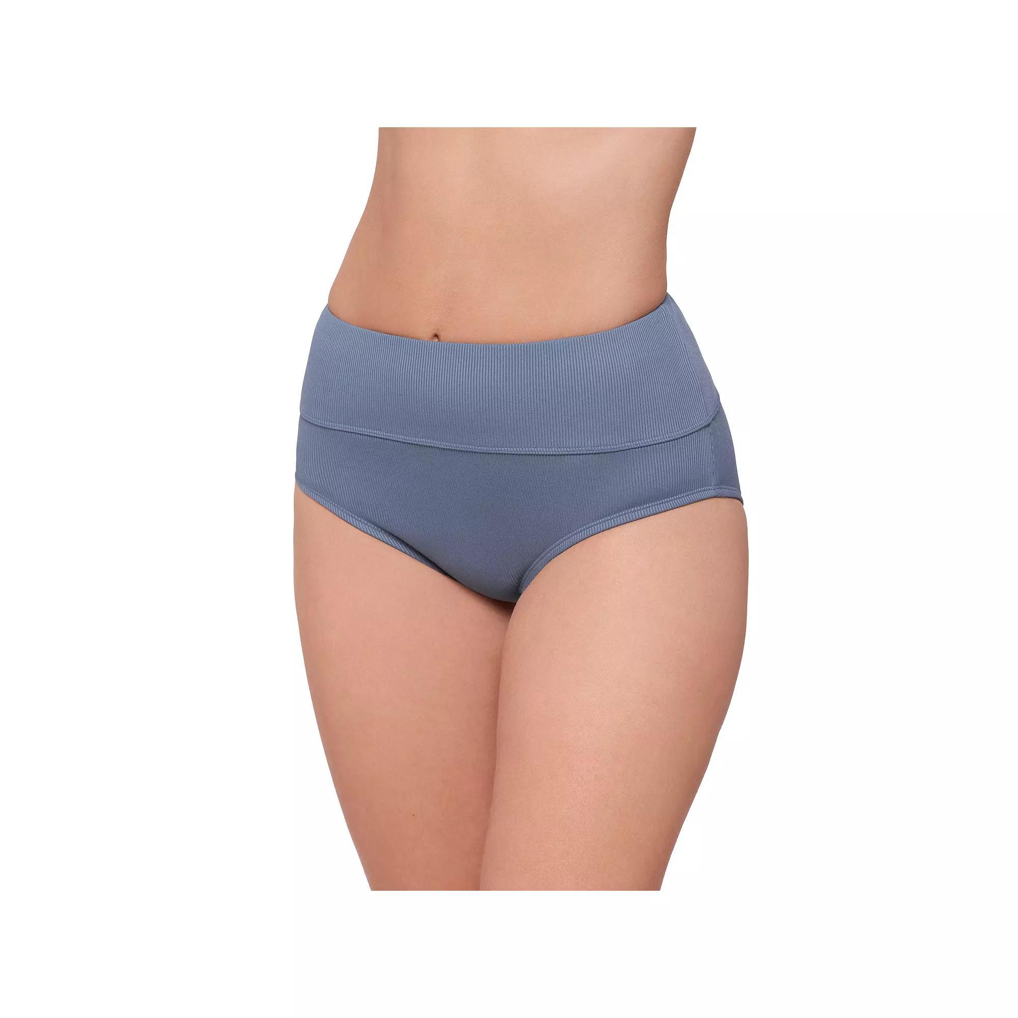 Women's Eco Beach Ribbed High Waist Swim Briefs, Size: Small, Grey Product Image