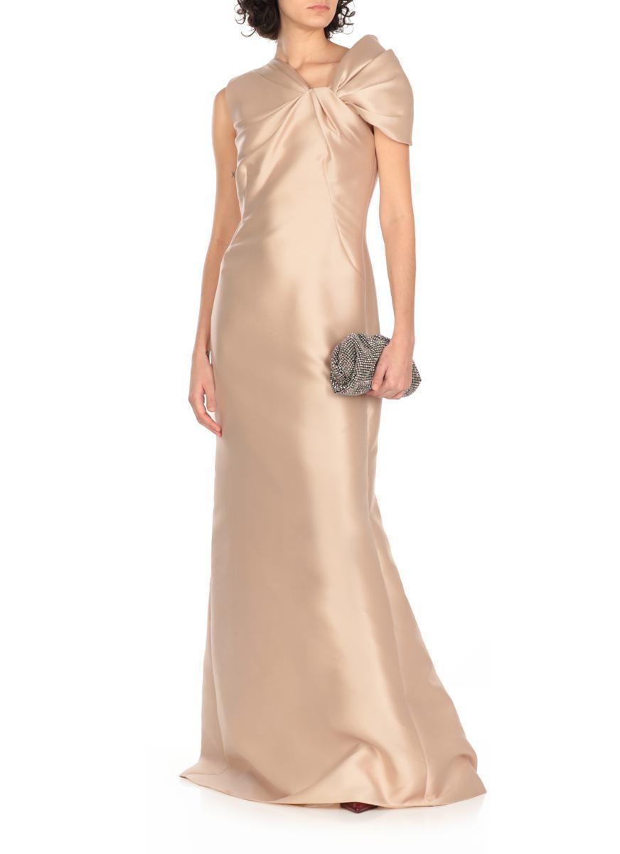 ALBERTA FERRETTI Gathered Gown In Beige Product Image