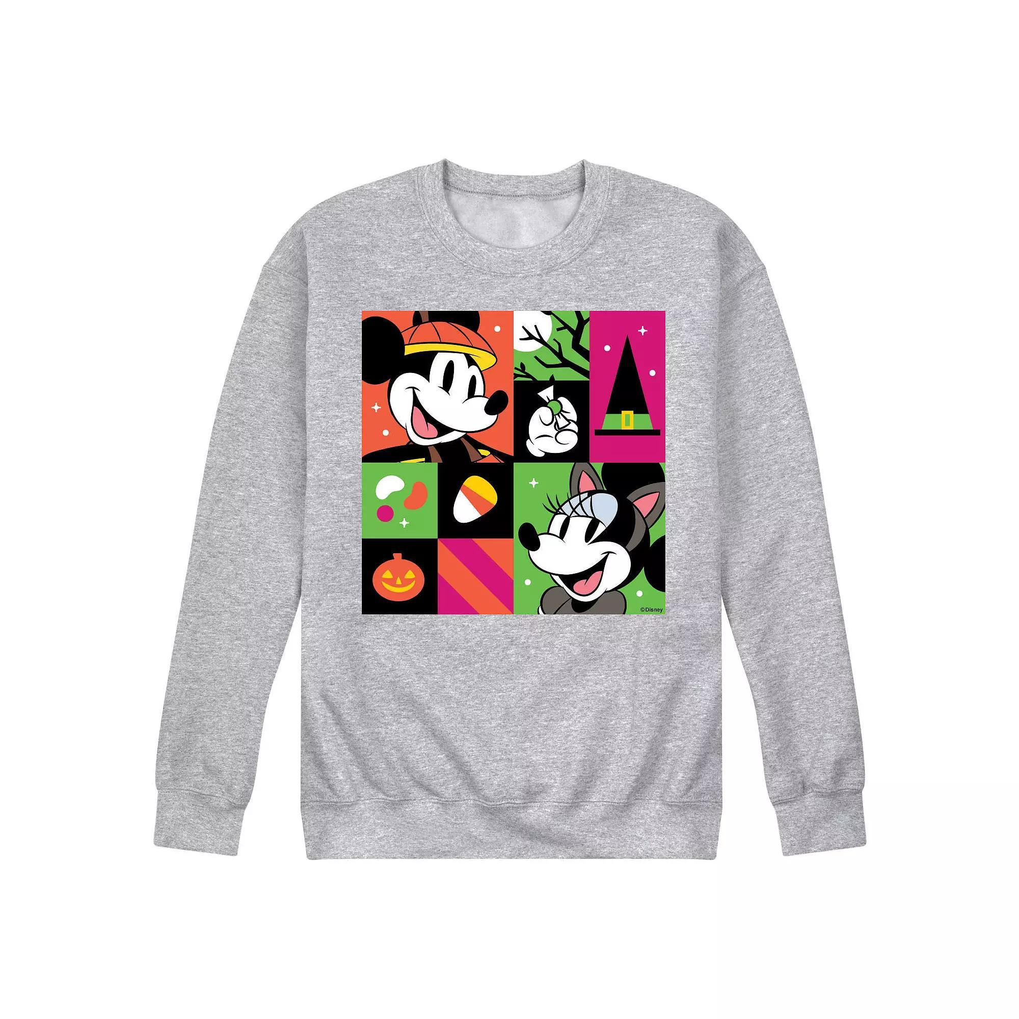 Disneys Mickey & Minnie Mouse Mens Trick Or Treat Grid Fleece Sweatshirt Product Image