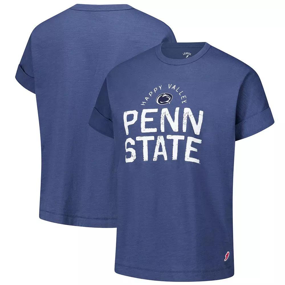 Women's League Collegiate Wear Navy Penn State Nittany Lions Slub Rolled Cuff T-Shirt, Size: Medium, Blue Product Image