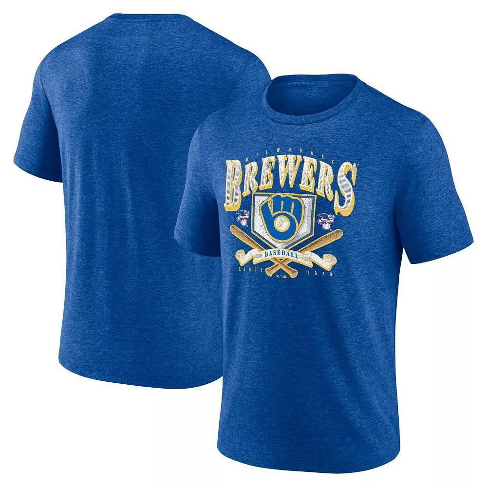 Men's Fanatics Branded Heather Royal Milwaukee Brewers Home Team Tri-Blend T-Shirt, Size: Medium, Blue Product Image