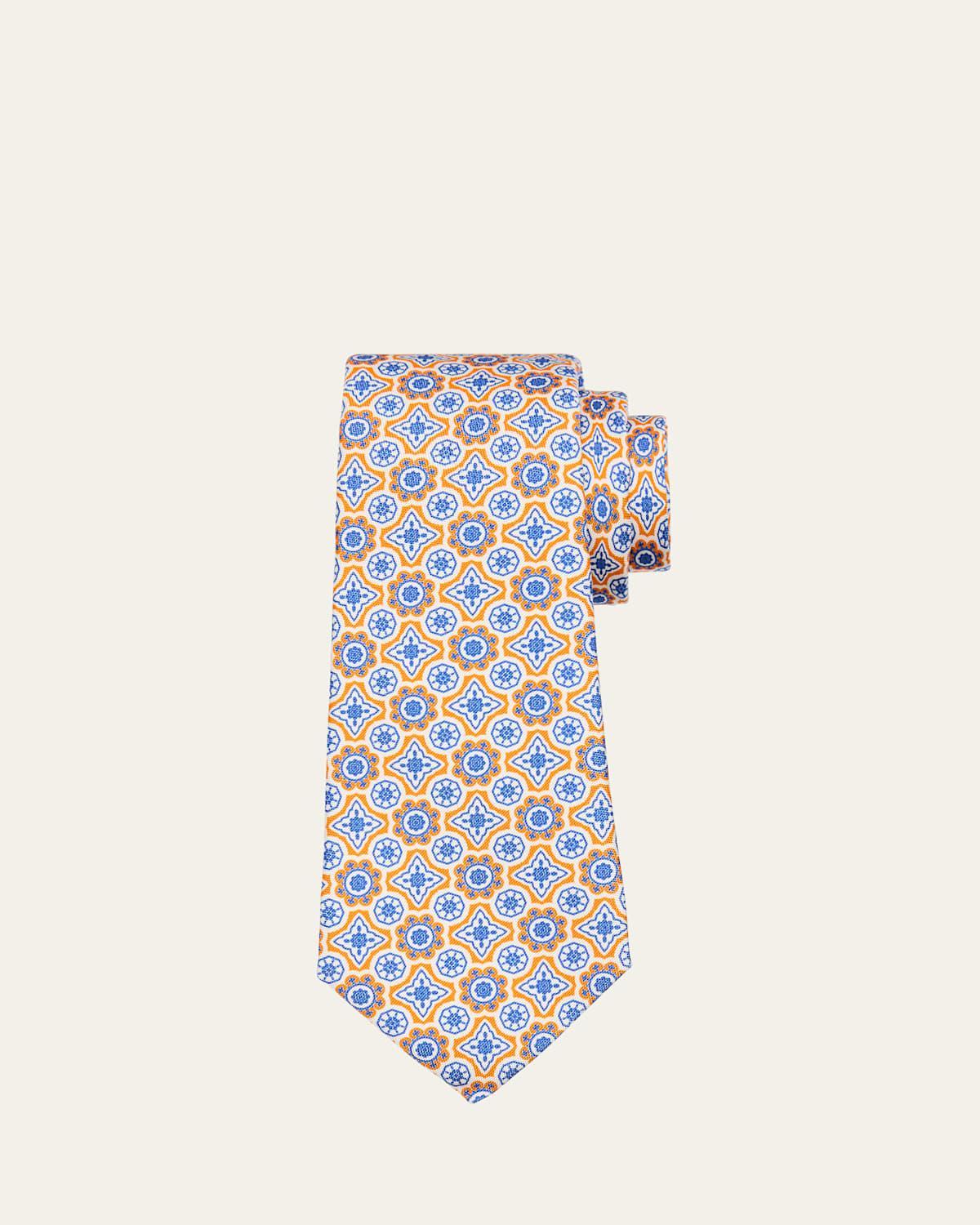 Mens Medallion Silk 7-Fold Tie Product Image