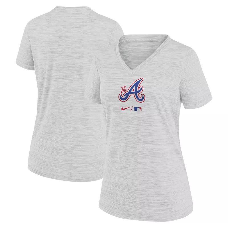 Womens Nike Gray Atlanta Braves 2023 City Connect Velocity Practice Performance V-Neck T-Shirt Product Image