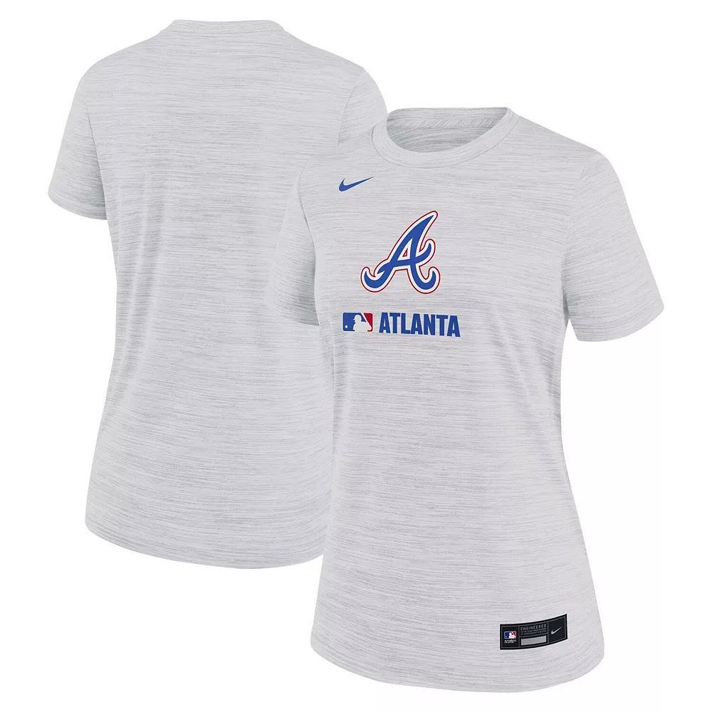 Women's Nike Ash Atlanta Braves Authentic Collection City Connect Velocity Performance T-Shirt, Size: Medium, Black Product Image