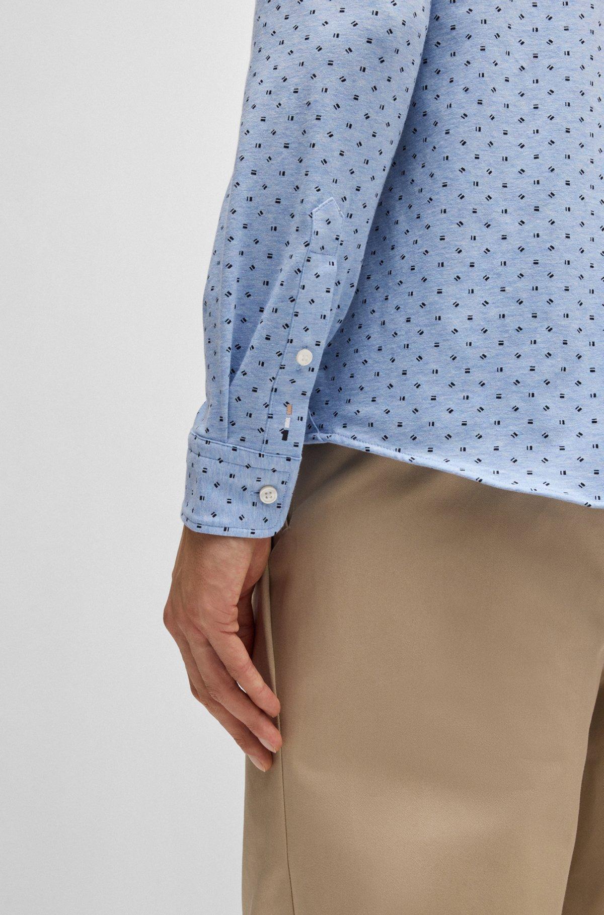 Slim-fit shirt in printed stretch-cotton jersey Product Image