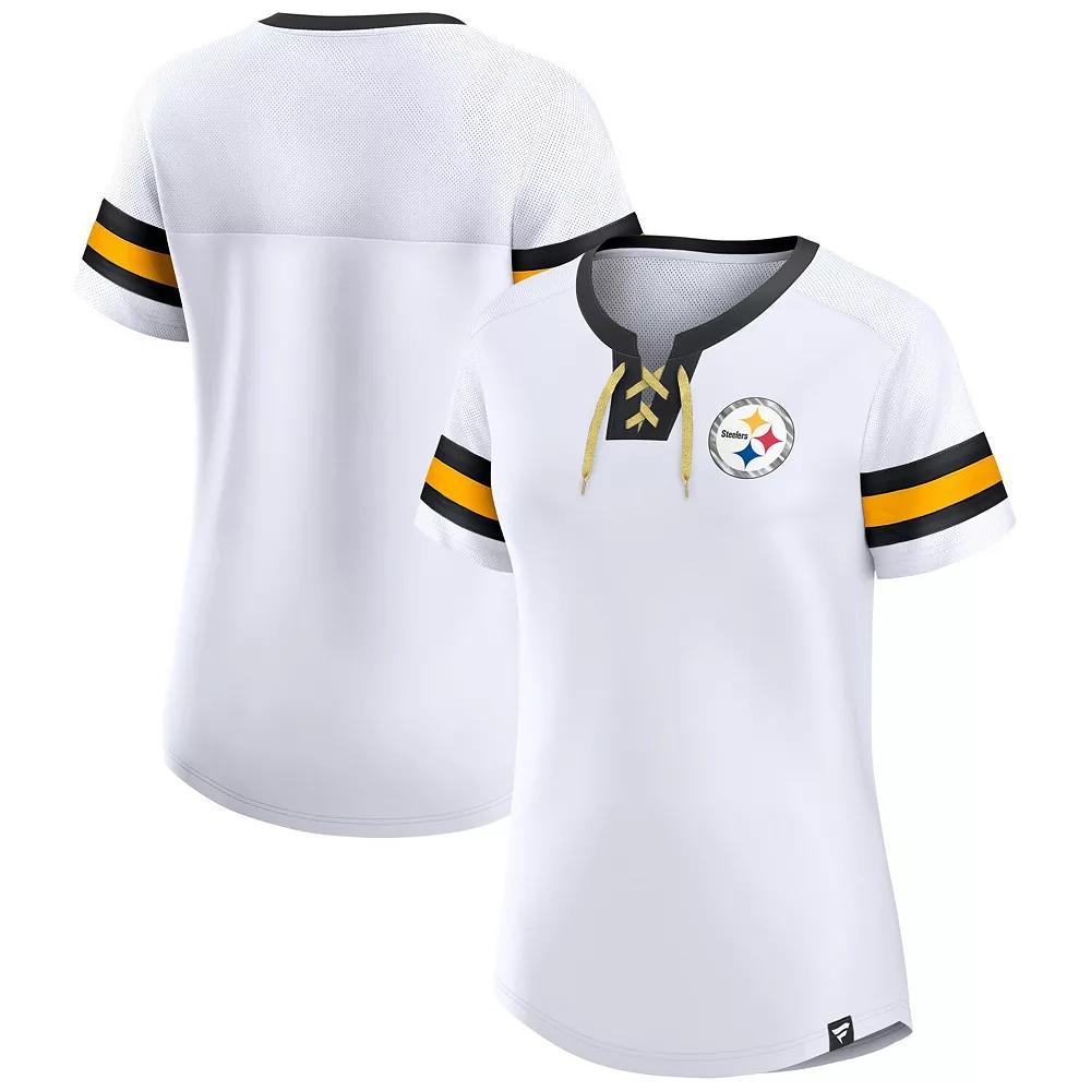 Women's Fanatics Branded White Denver Broncos Sunday Best Lace-Up T-Shirt, Size: Small Product Image