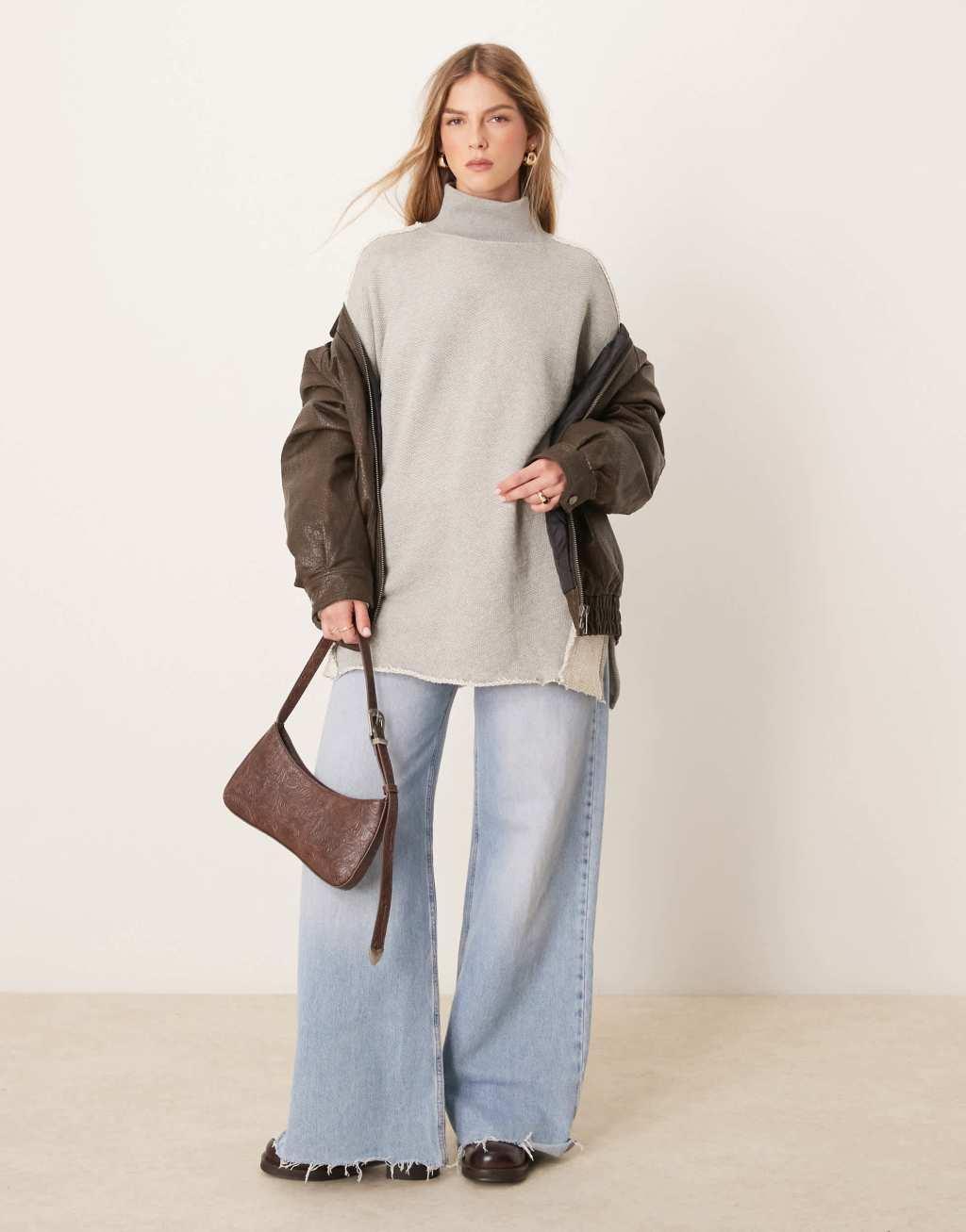 Free People super relaxed sweater in heather gray Product Image