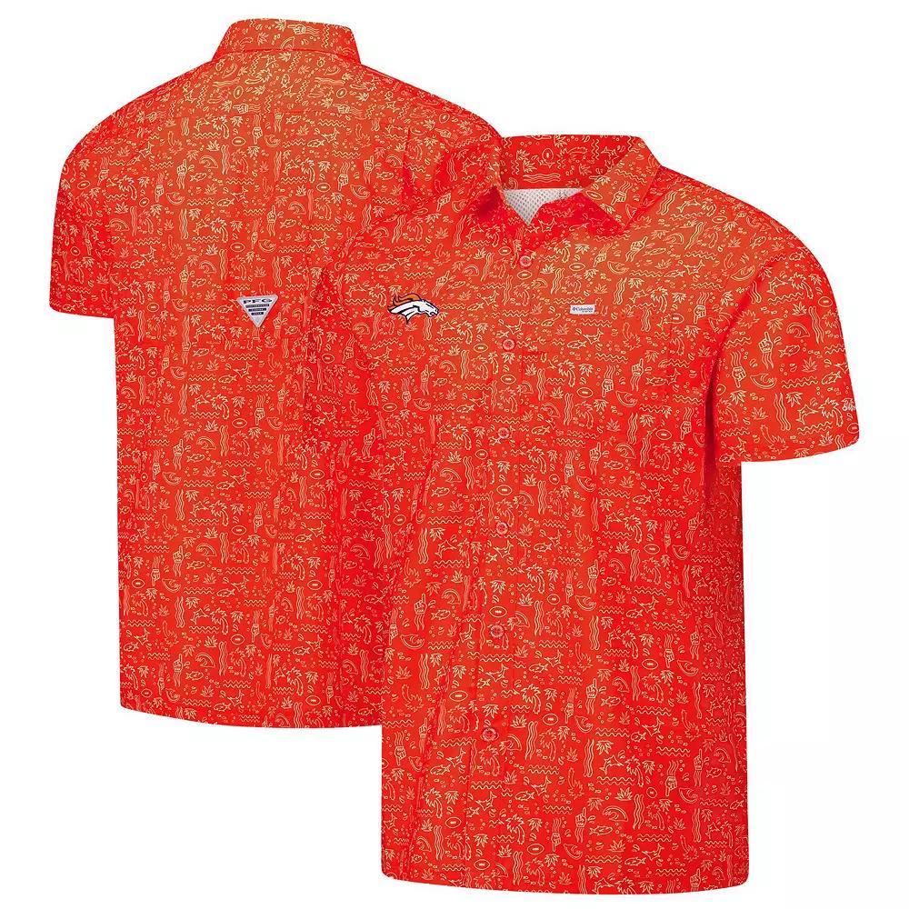 Men's Columbia PFG Orange Denver Broncos Super Slack Tide Omni-Wick Button-Up Shirt, Size: Medium Product Image