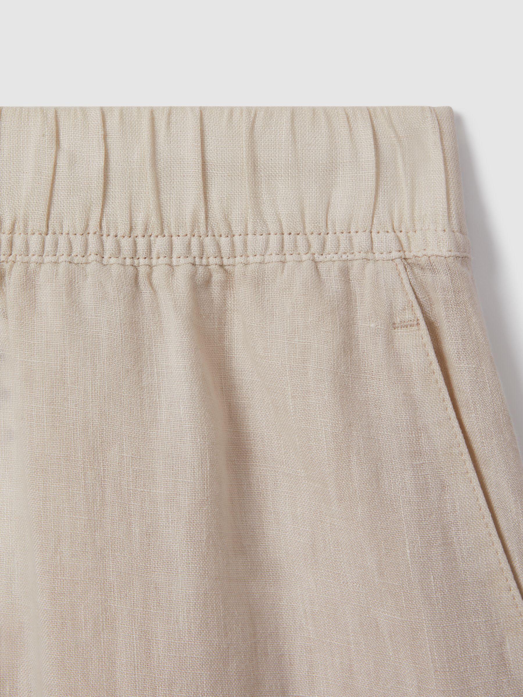 Garment Dyed Wide Leg 100% Linen Trousers in Oatmeal Product Image