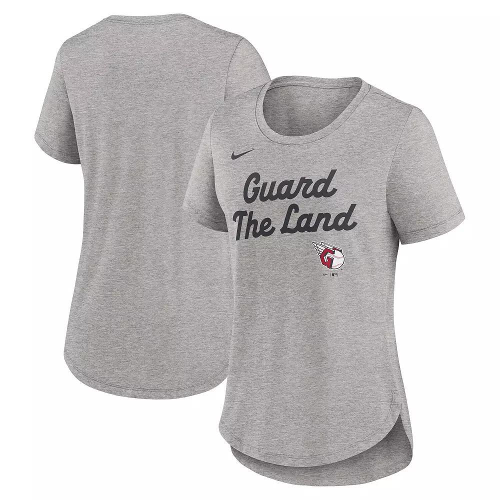 Women's Nike Heather Gray Cleveland Guardians Script Tri-Blend T-Shirt, Size: 2XL, Grd Grey Product Image