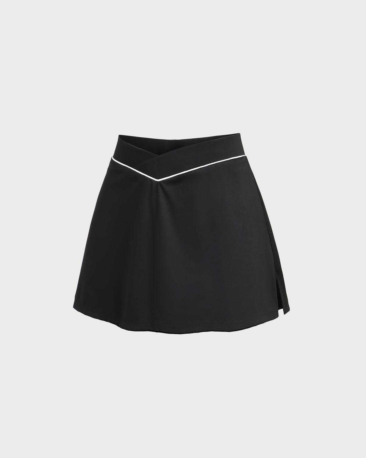 Black High Stretch A-Line Yoga Skirt Product Image
