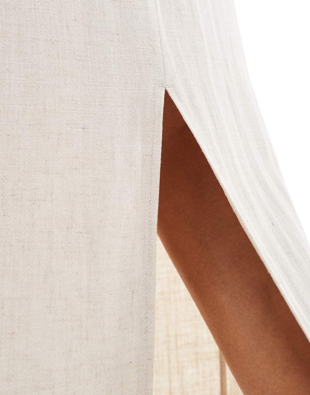 Object tailored ankle length skirt in cream Product Image