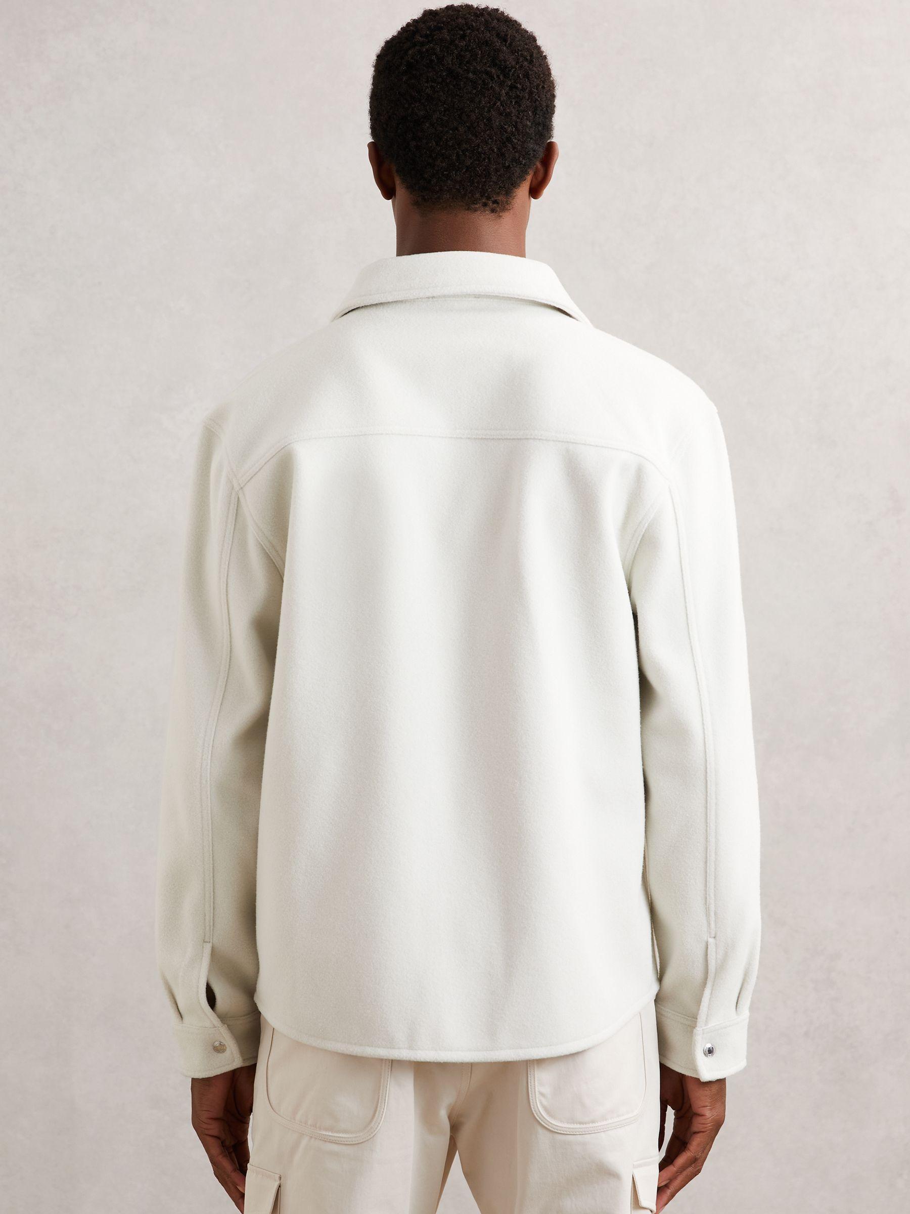 Corduroy-Pocket Press-Stud Overshirt in Off White Product Image