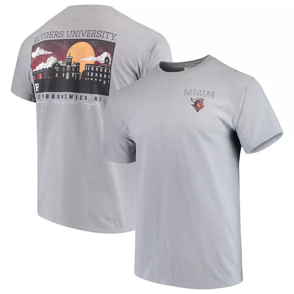 Mens Gray Rutgers Scarlet Knights Team Comfort Colors Campus Scenery T-Shirt Product Image