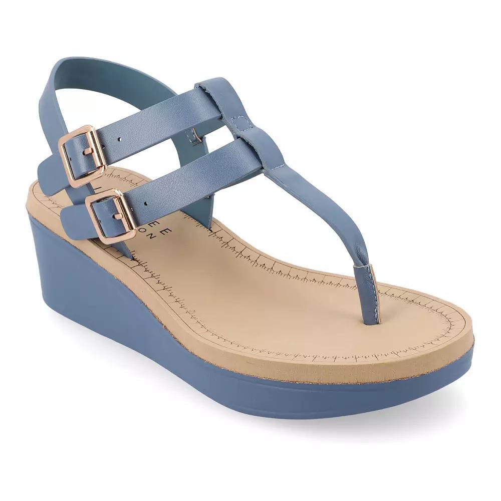 Journee Bianca Women's Wedge Sandals, Size: 8.5, Blue Product Image