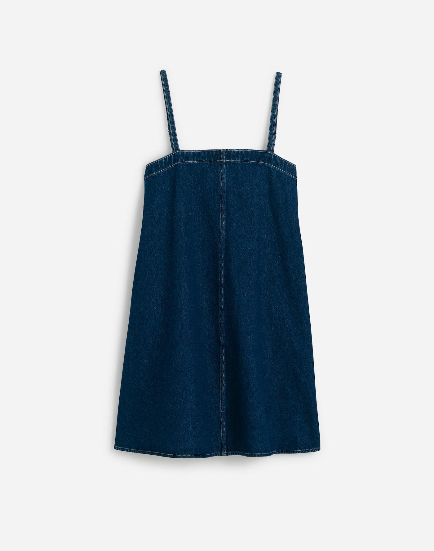 Denim A-Line Mini Dress in Bright Rinse Wash Product Image