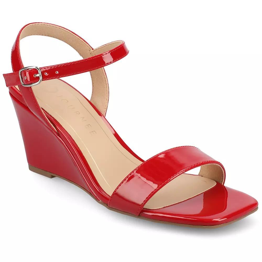 Journee Clayr Womens Ankle Strap Wedge Heels Product Image