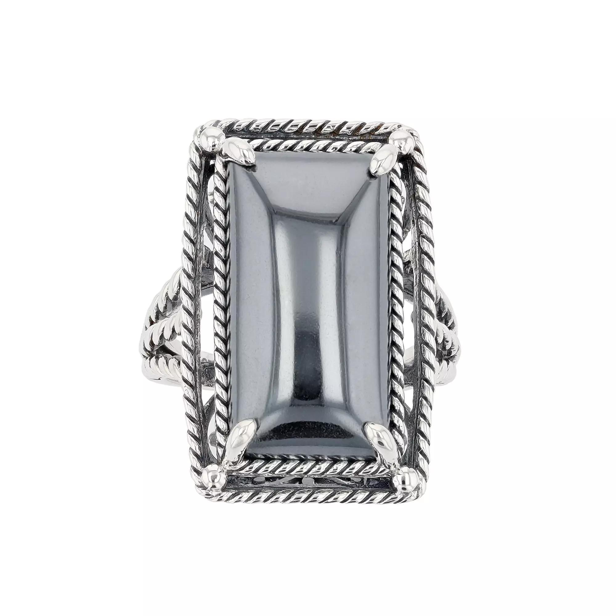 SIRI USA by TJM Sterling Silver Hematite Cushion Link Ring, Women's, Size: 6 Product Image