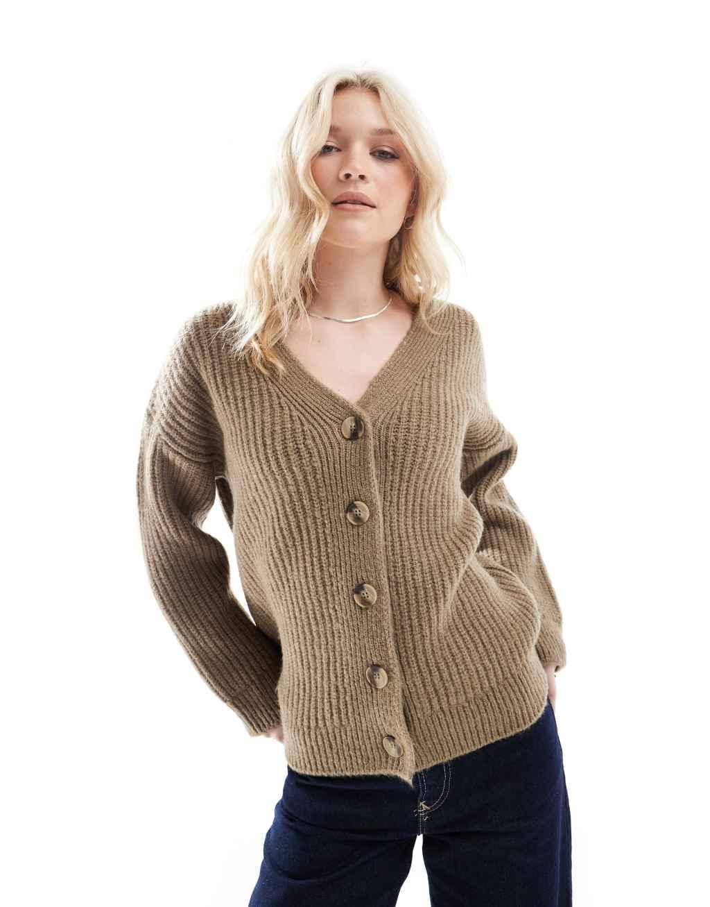 ASOS DESIGN chunky oversized cardigan in oatmeal Product Image
