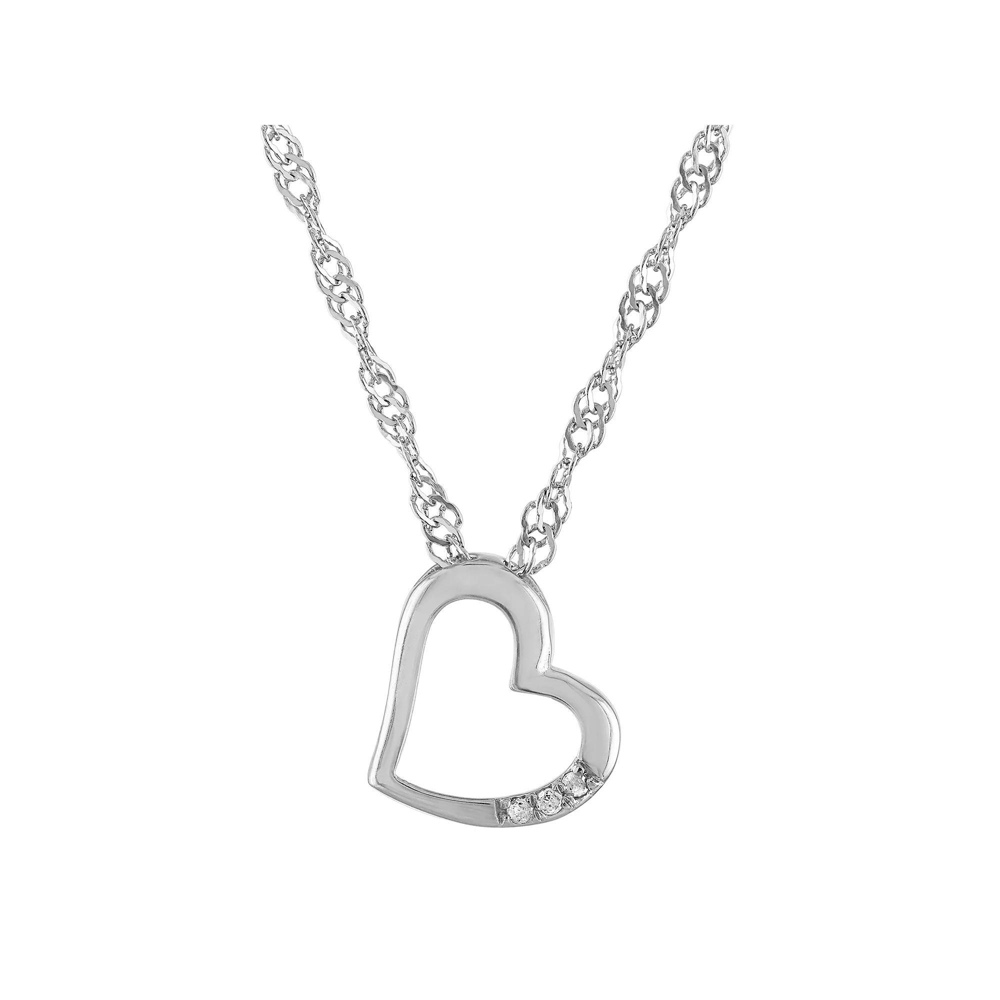 Junior Jewels Kids Sterling Silver Diamond Accent Heart Pendant Necklace, Womens Product Image
