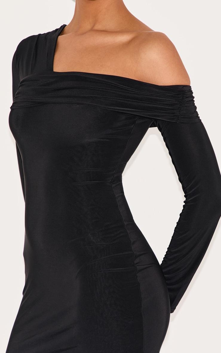 Black Double Layer Slinky Off Shoulder Mini Dress Product Image