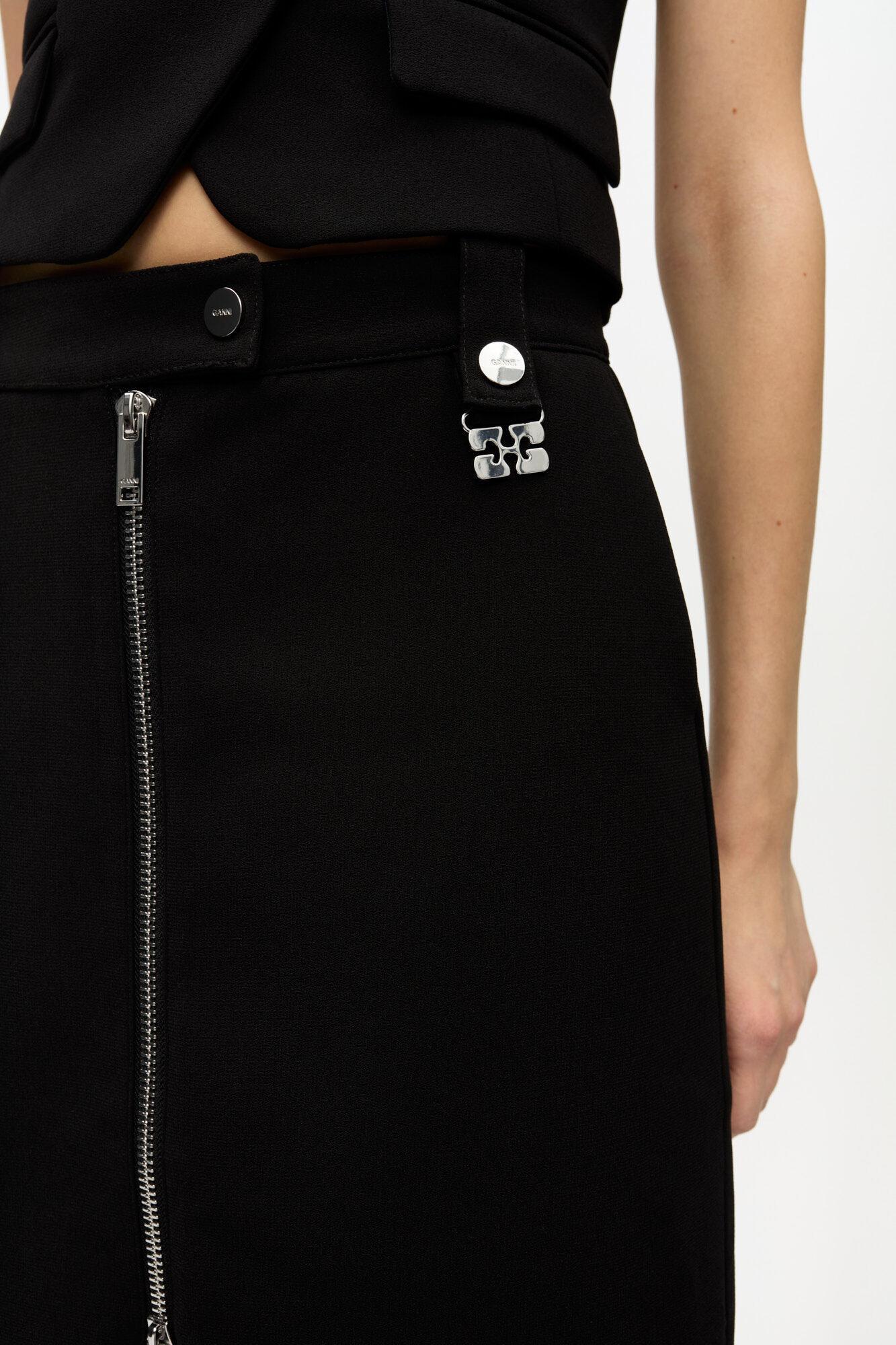 Black Bonded Crepe Skirt Product Image