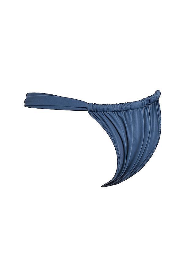 Athens  deep blue gathered high leg bikini bottom Product Image