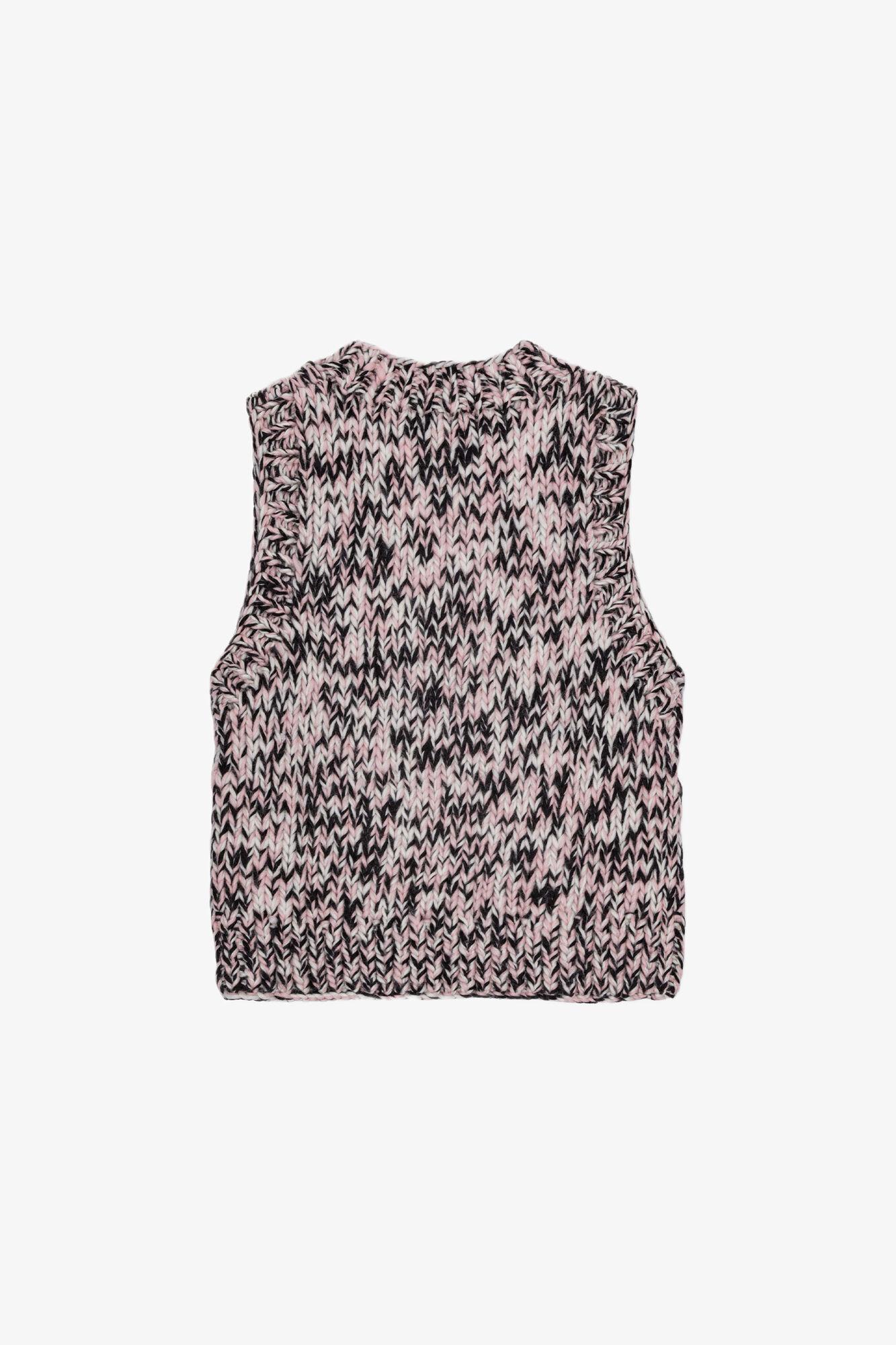 Pink Graphic Wool Handknit Vest Product Image