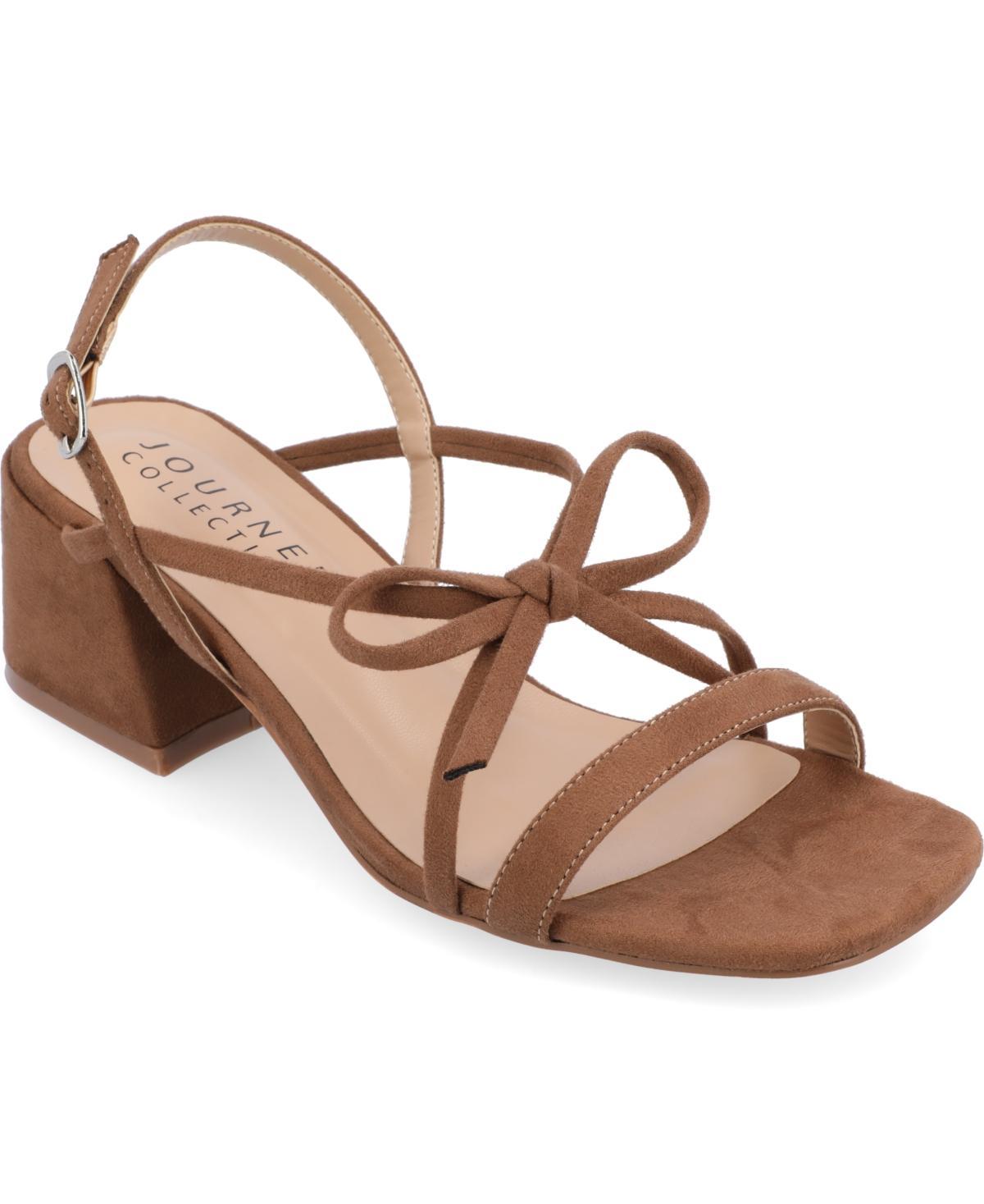 Journee Collection Womens Amity Bow Detail Strappy Block Heel Sandals Product Image
