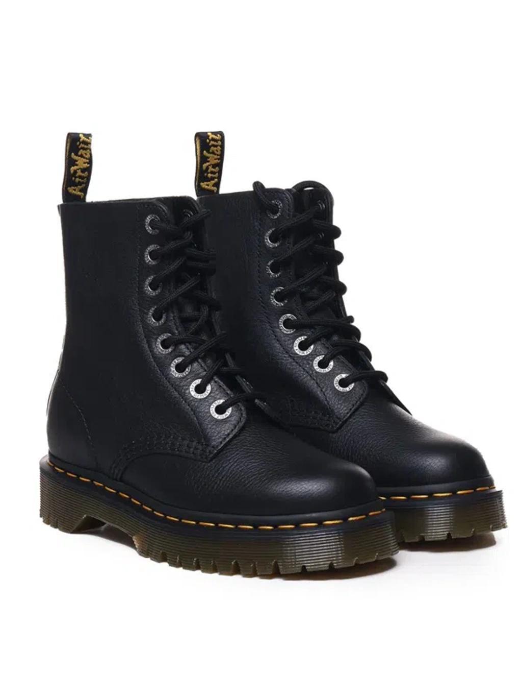 DR. MARTENS' Dr. Martens Womens Black Virginia 8-eyelet Leather Boots In Black Pisa Product Image