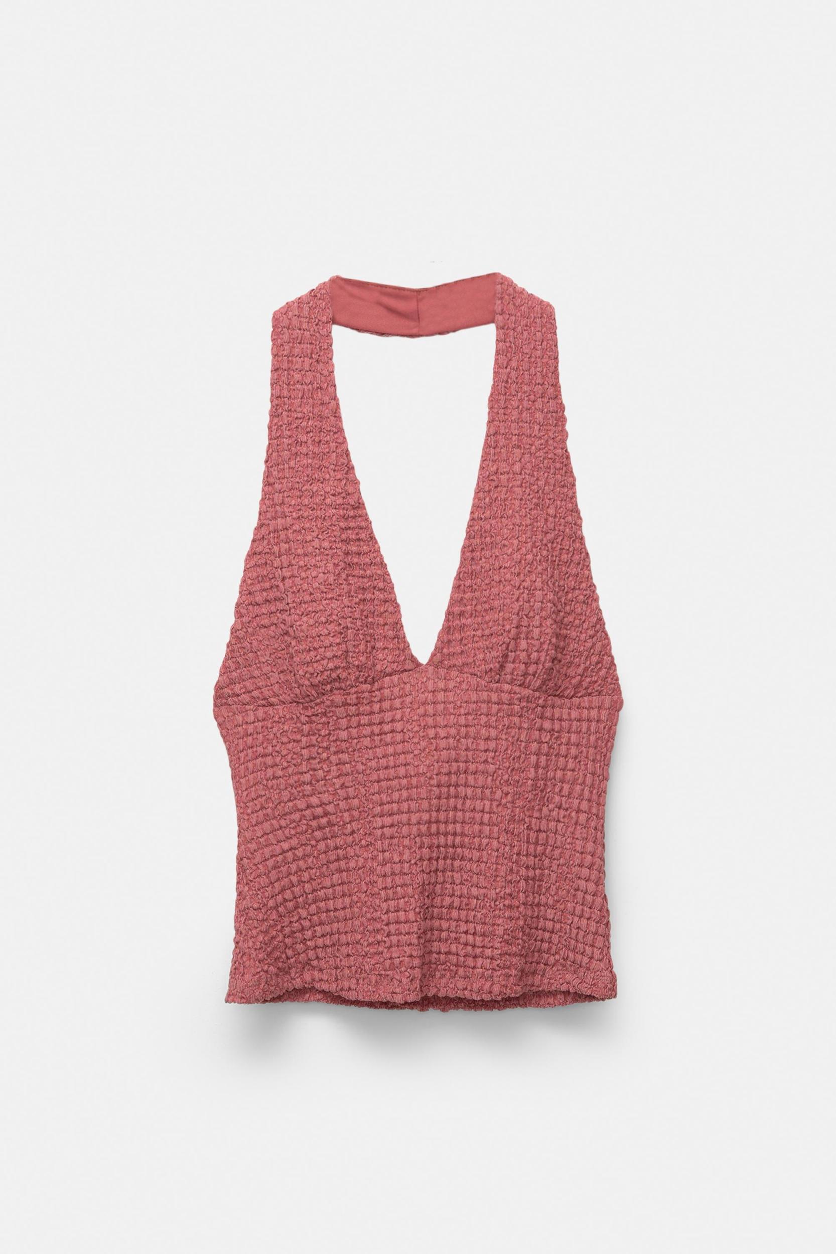 Creased-effect halter top Product Image
