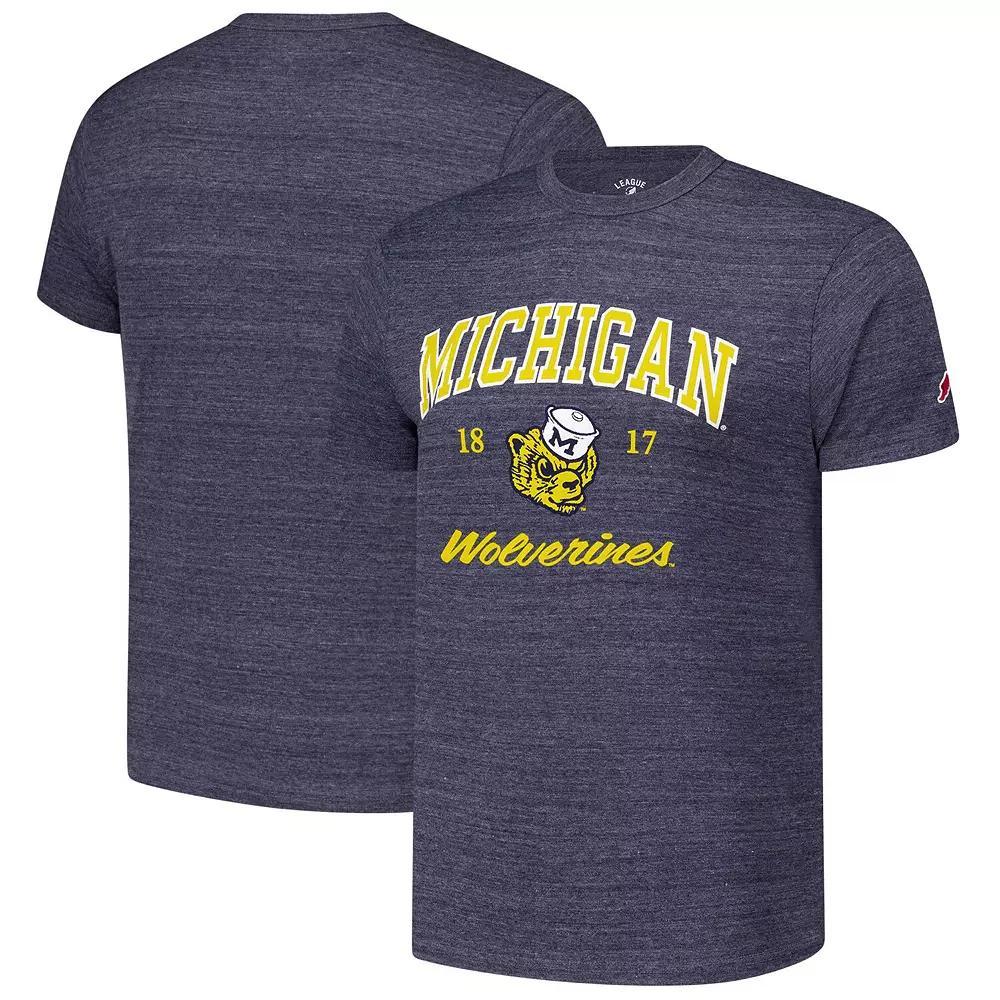 Men's League Collegiate Wear Heather Navy Michigan Wolverines Arch Script Victory Falls Tri-Blend T-Shirt, Size: 2XL, Blue Product Image