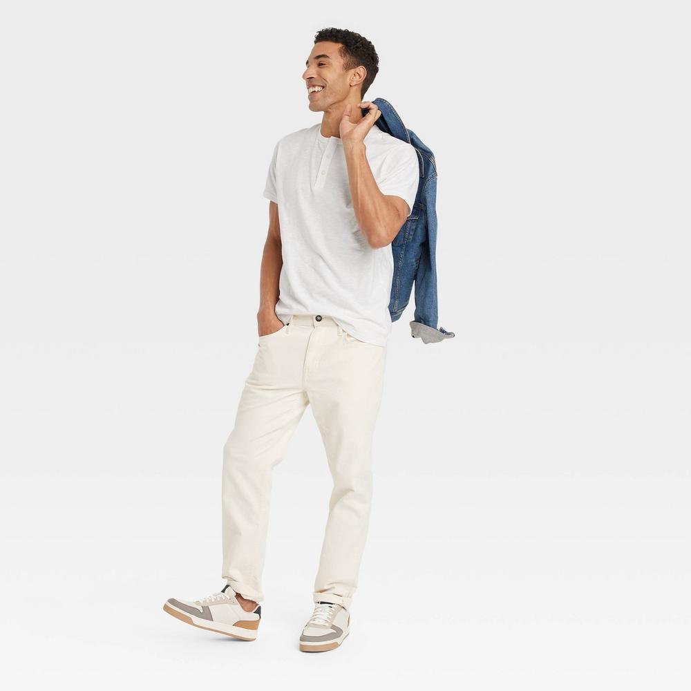 Mens Short Sleeve Henley T-Shirt - Goodfellow & Co White XXL Product Image