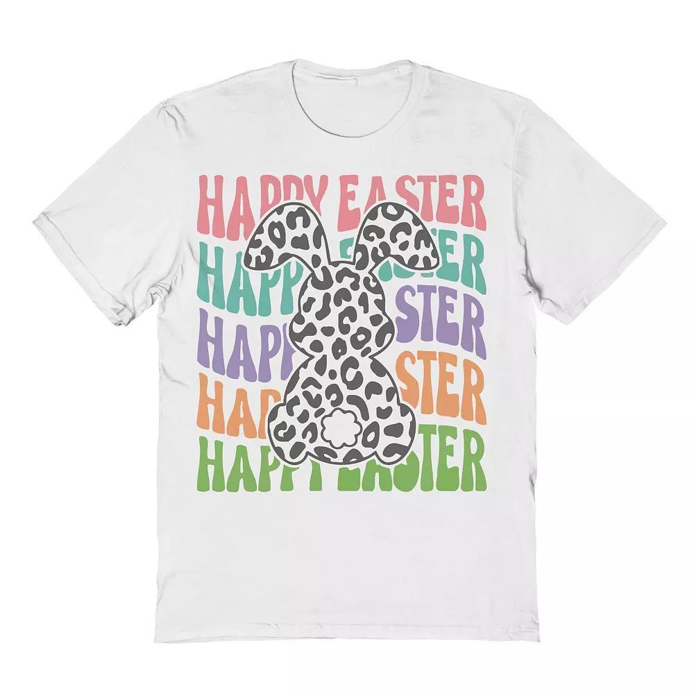 Men's Happy Easter Pattern Graphic Tee, Size: Medium, White Product Image