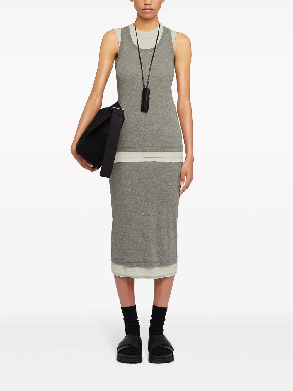 JIL SANDER Layered Cotton Tank Top In Gray Product Image