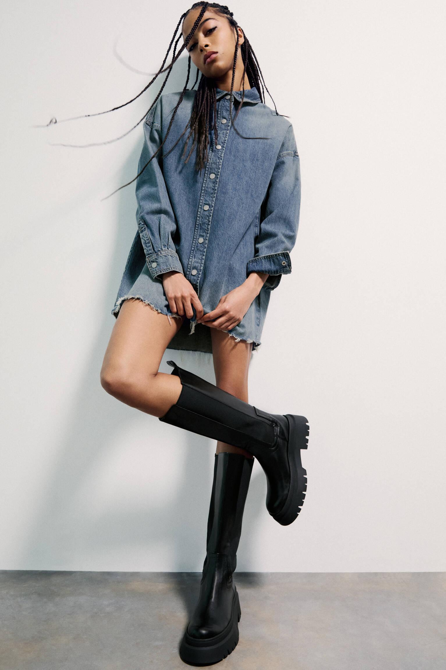 Chunky stretch knee-high boots Product Image