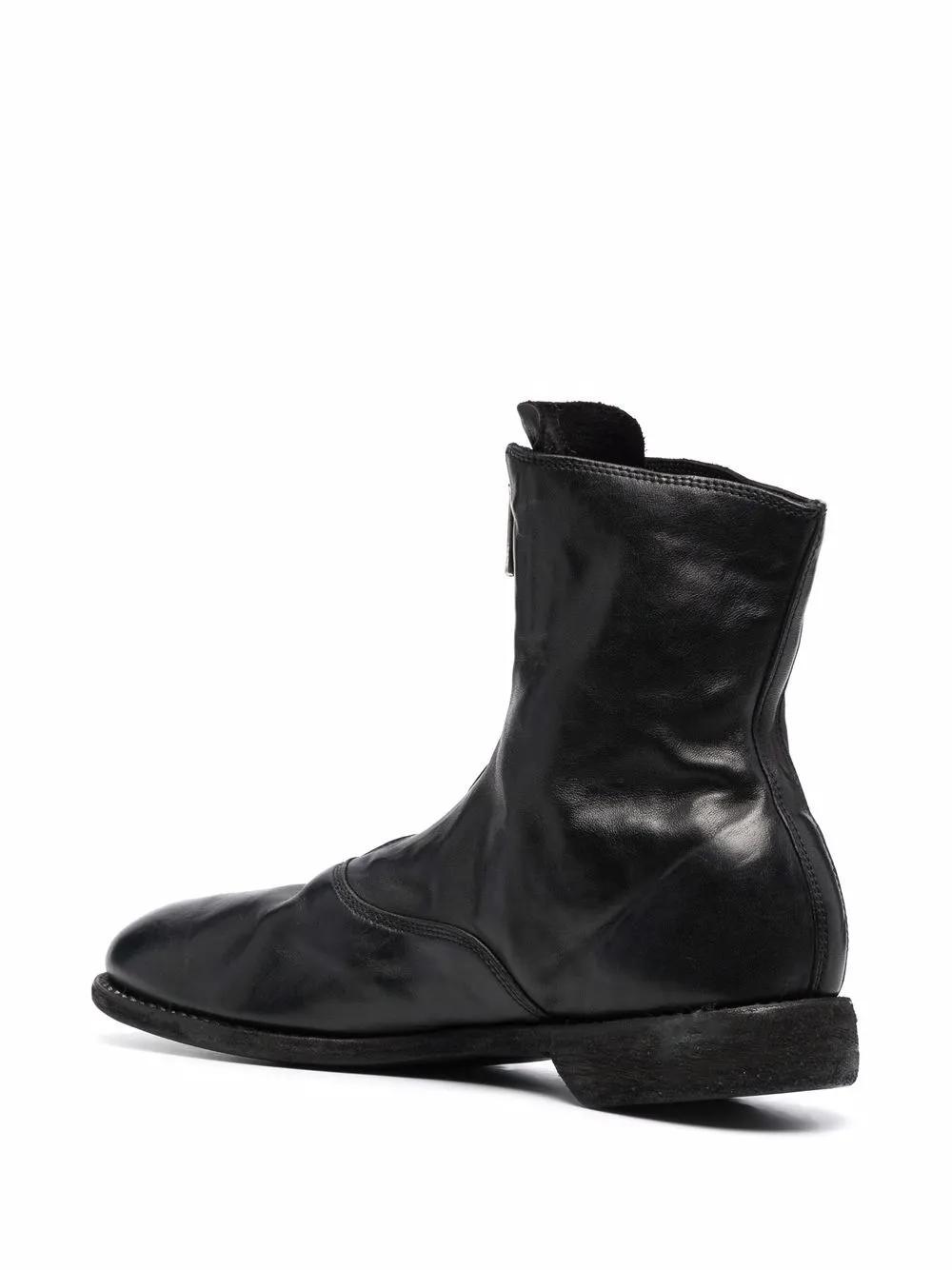 leather zip-front ankle boots Product Image