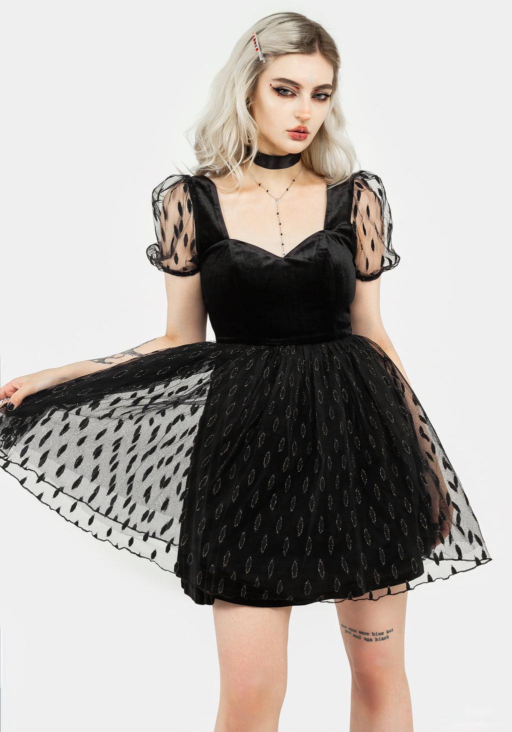 Ellipse Embroidered Tulle Puff Mini Dress Product Image