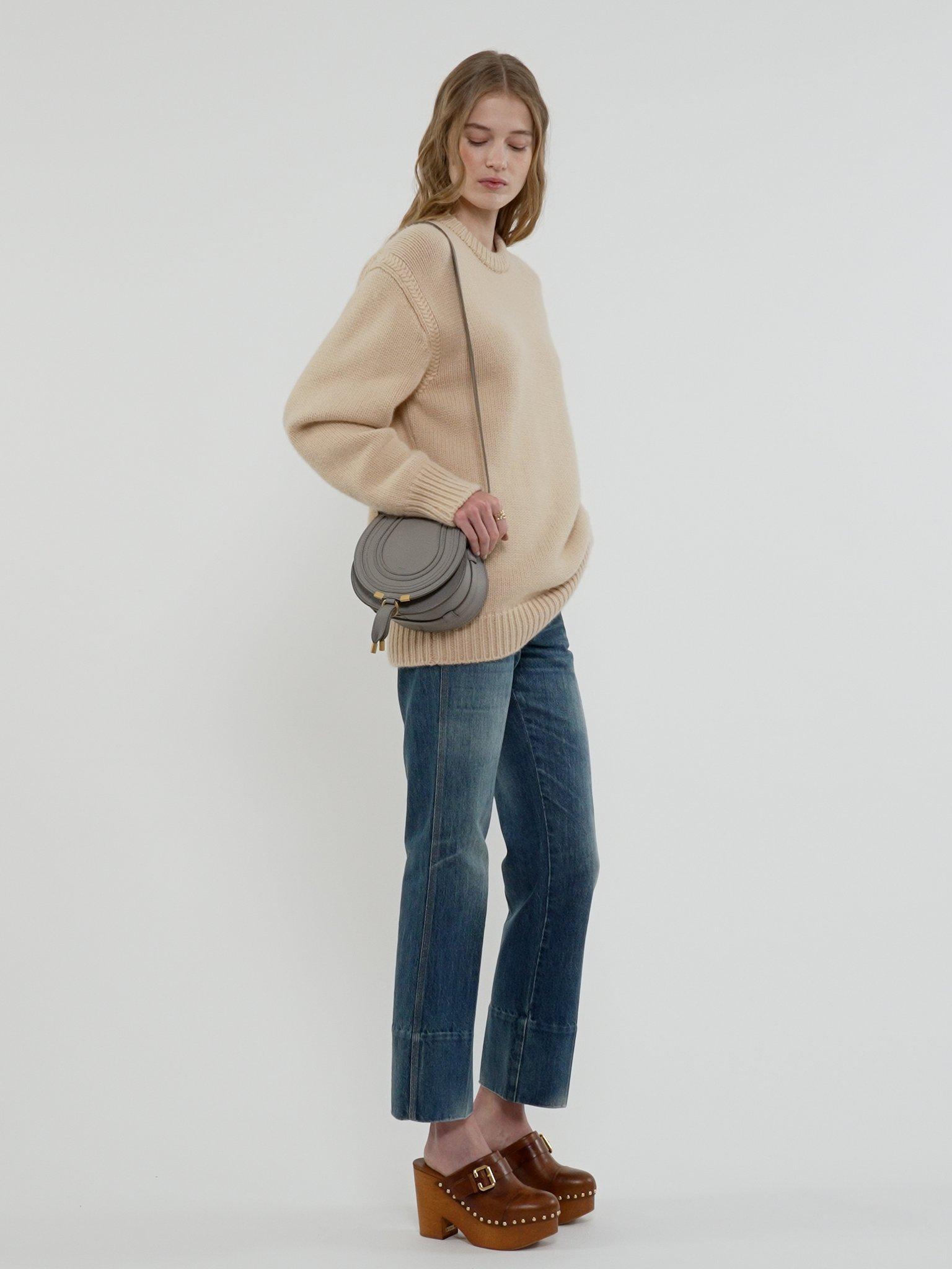 Small Marcie saddle bag in grained leather Product Image