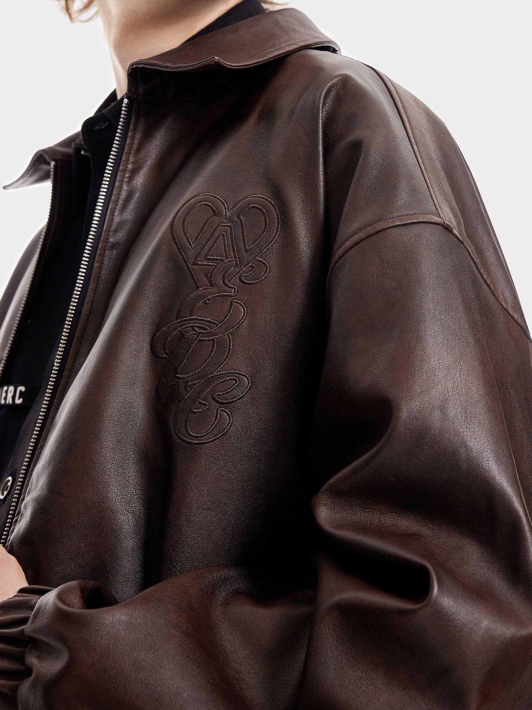 Aelfric Eden Embroidery Fold-Over Faux Leather Jacket Product Image